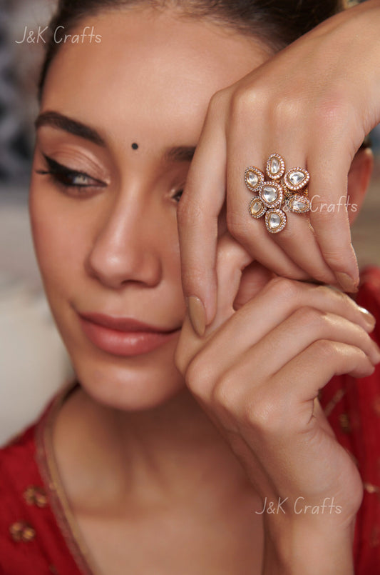 Polki Floral Cocktail Ring
